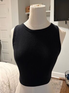 Zara Black Ribbed Crop Tank